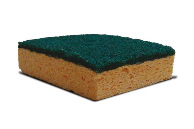 PREMINES Blonde, Green Sponge Scourer 140mm x 90mm x 25mm, for Cleaning Use