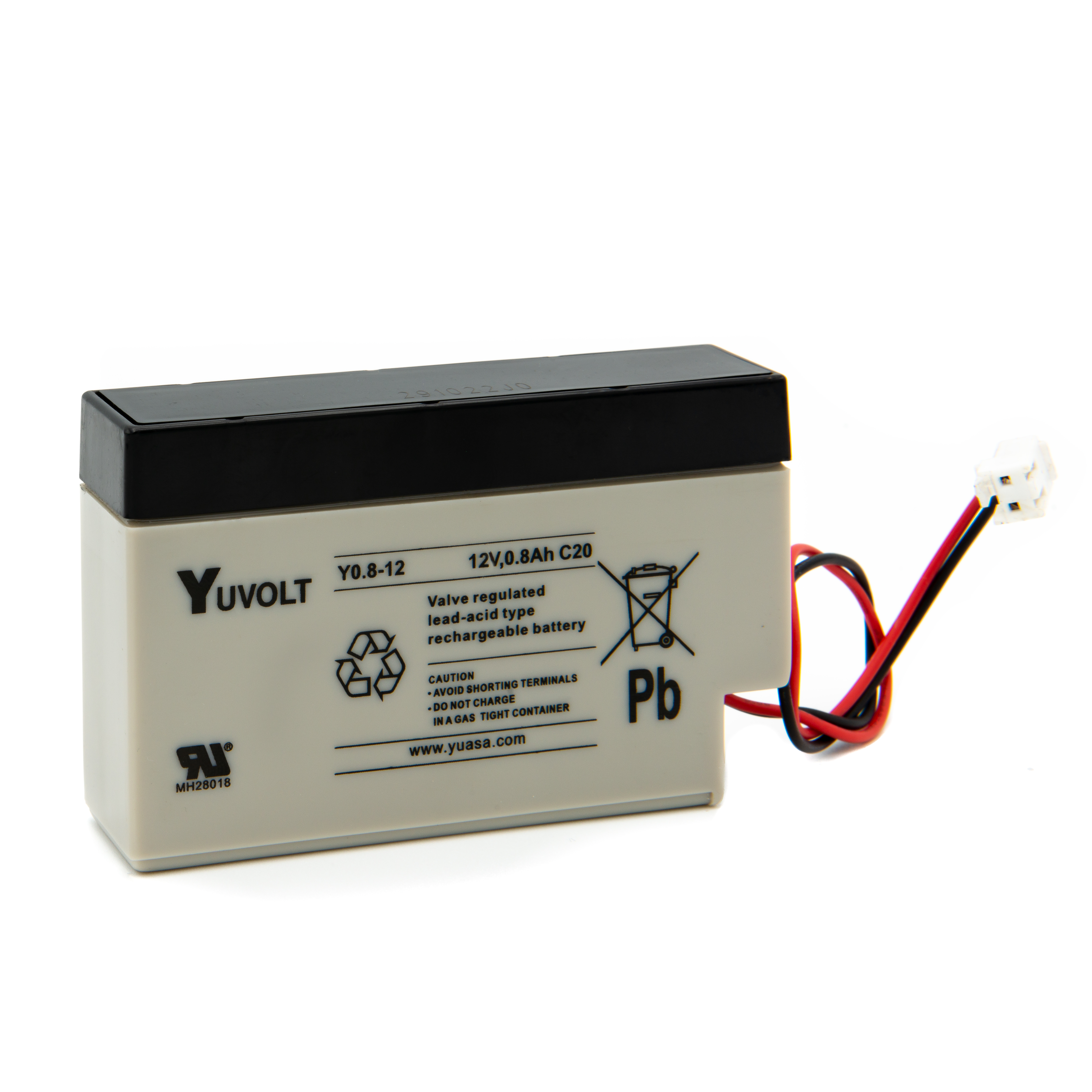 Yuasa 12V Plug In Sealed Lead Acid Battery, 0.8Ah