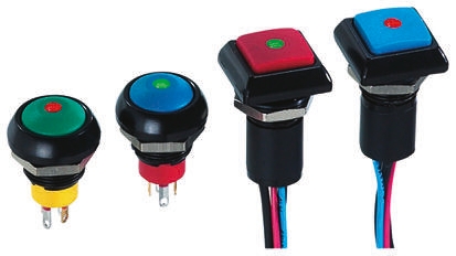 APEM Illuminated Push Button Switch, Latching, Panel Mount, 13.6mm Cutout, Blue LED, 24V dc, IP67