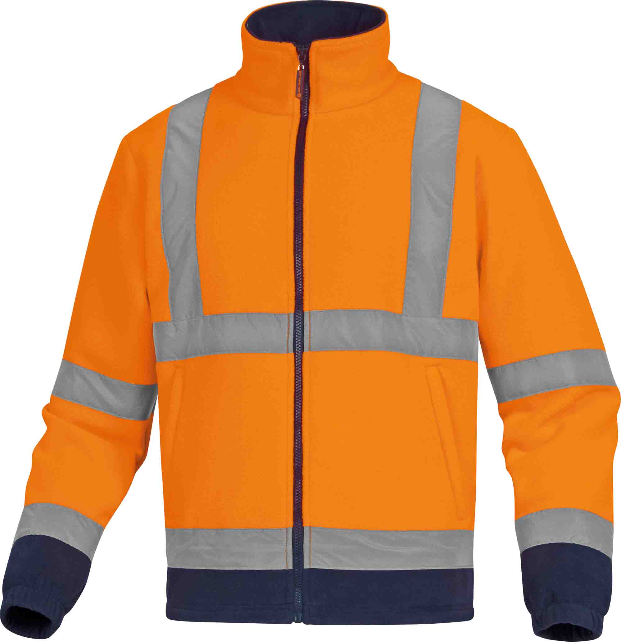 Delta Plus Orange/Navy Unisex Hi Vis Fleece Jacket, L