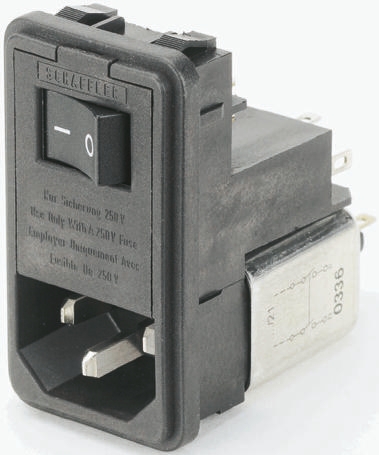 Schaffner,6A,250 V ac Male Snap-In IEC Filter FN382B-6/21,Solder