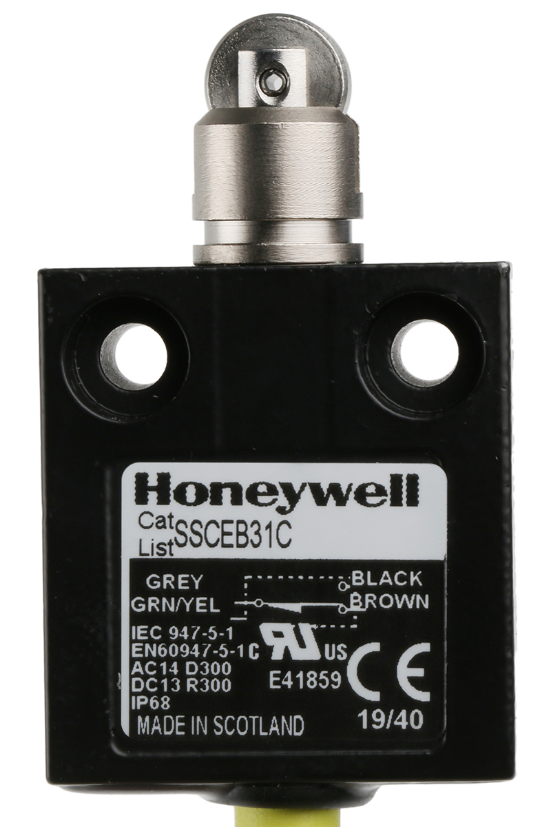 Honeywell SSCE Series Plunger Limit Switch, NO/NC, IP68, SPDT, Die Cast Zinc Housing, 240V ac Max, 4A Max