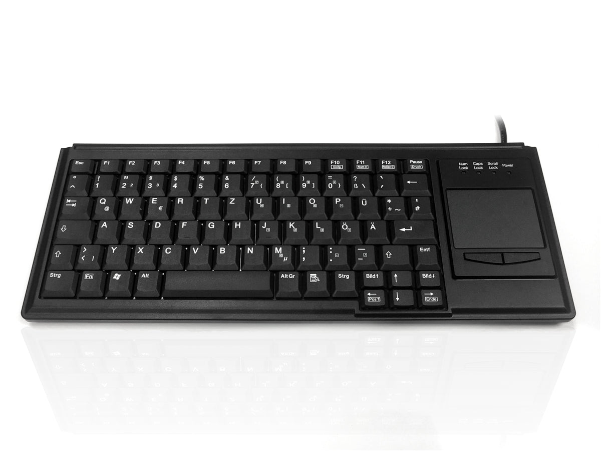 Ceratech KYB500-K82B-GR Wired USB Touchpad Keyboard, QWERTZ (German), Black