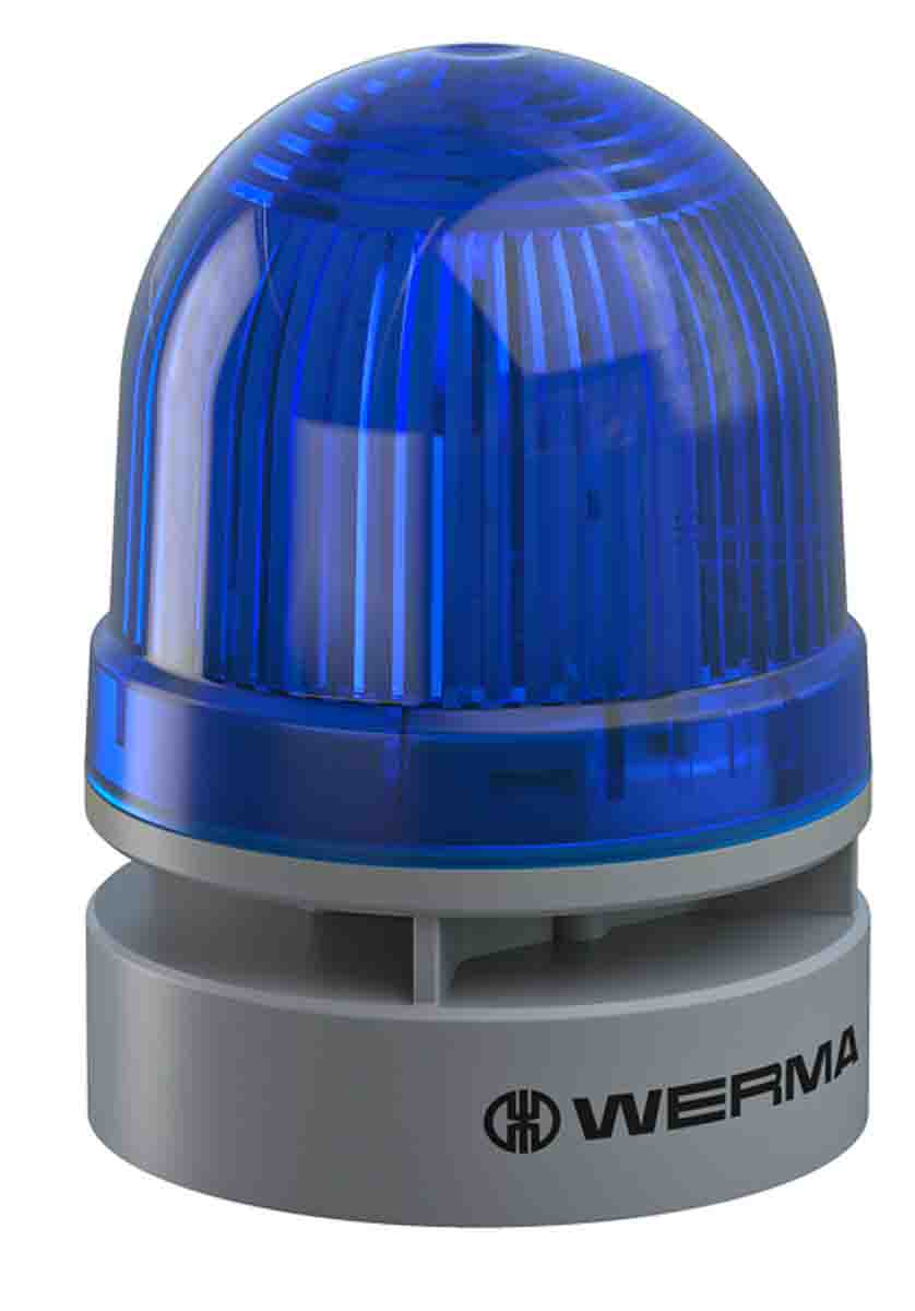 Werma EvoSIGNAL Mini Series Blue Sounder Beacon, 12 V dc, IP66, Base Mount, 95dB at 1 Metre