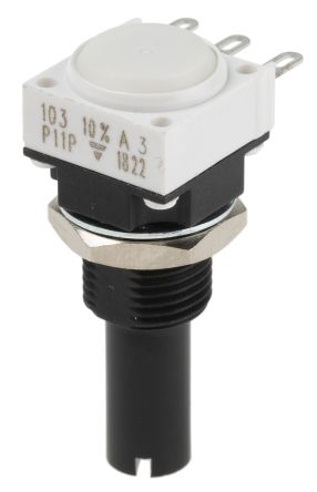 Vishay P11P 10kΩ Rotary Potentiometer 1-Gang Panel Mount, P11P1F0GJSY00103KA
