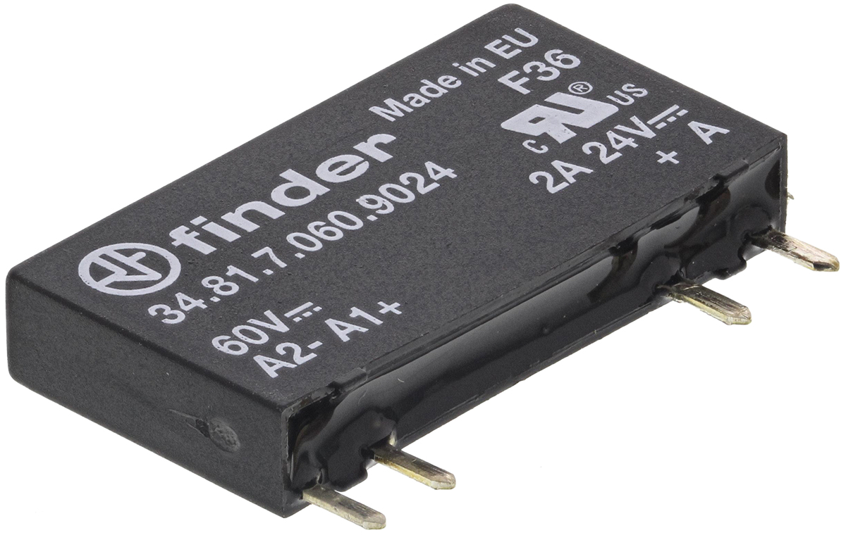 Finder 34 Series Solid State Relay, 6 A Load, PCB Mount, 24 V dc Load, 60 V dc Control