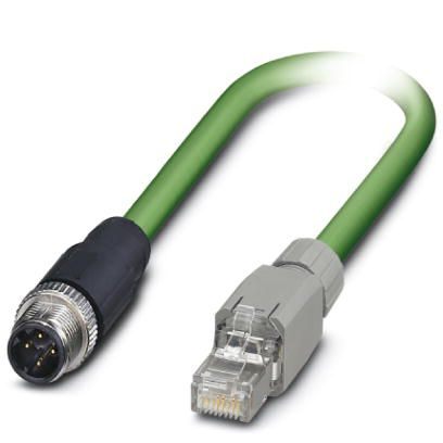 Phoenix Contact, 2m Cat5, Green M12 to Male RJ45 Male, Shielded Shielded, Terminated