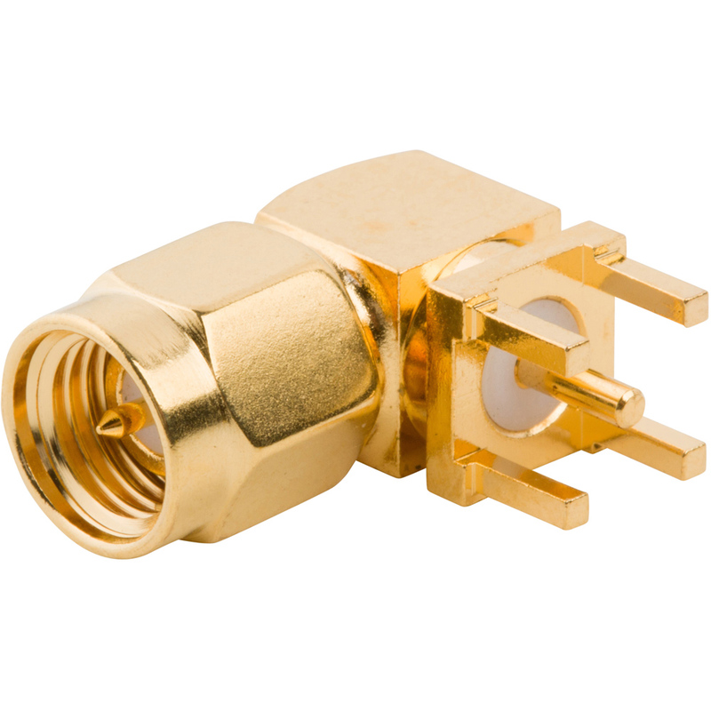 Amphenol RF 901-9894-RFX Series, Plug PCB Mount MMCX Connector, 50Ω, Through Hole Termination, Right Angle Body