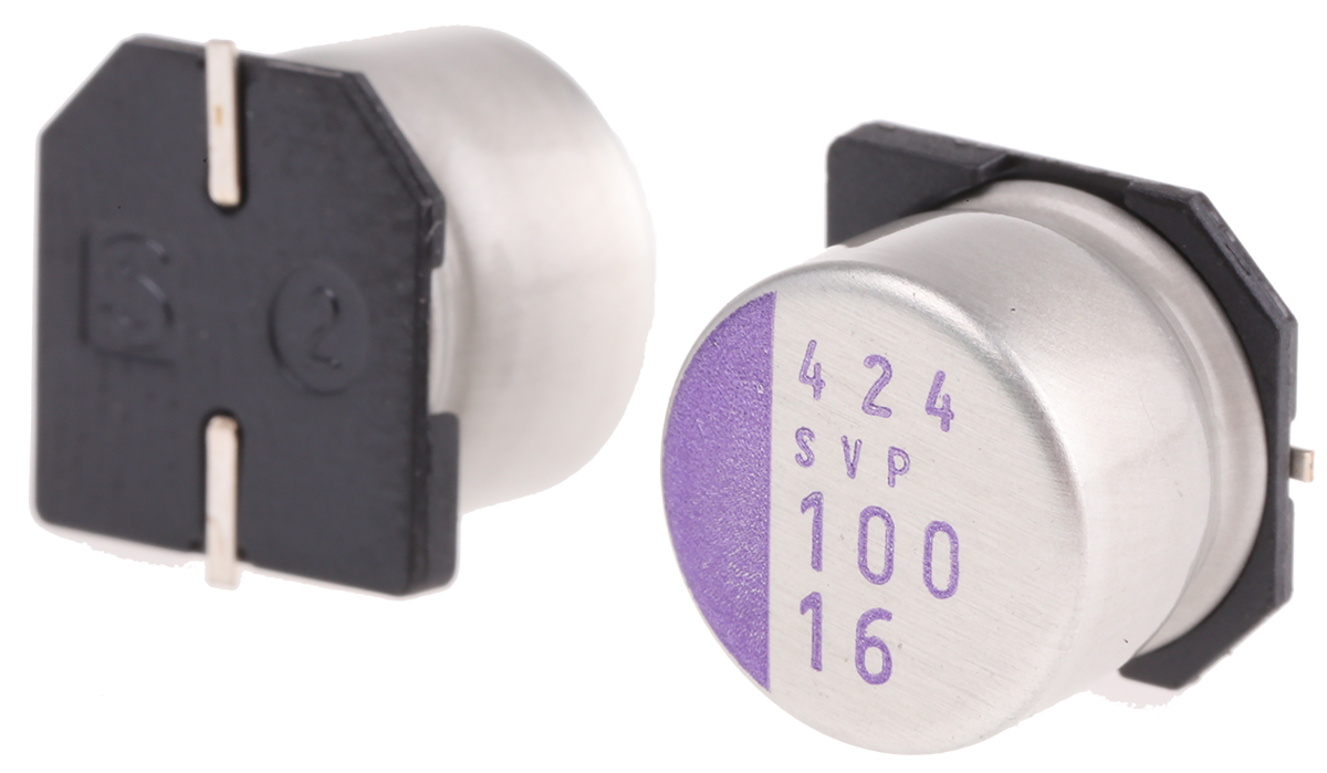Panasonic 100μF Surface Mount Polymer Capacitor, 16V dc