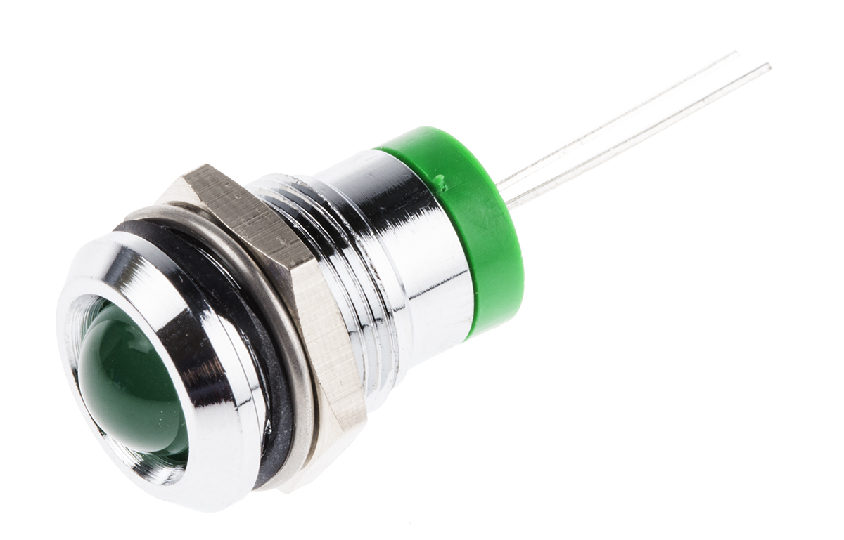 RS PRO Green Panel Mount Indicator, 2V dc, 12mm Mounting Hole Size