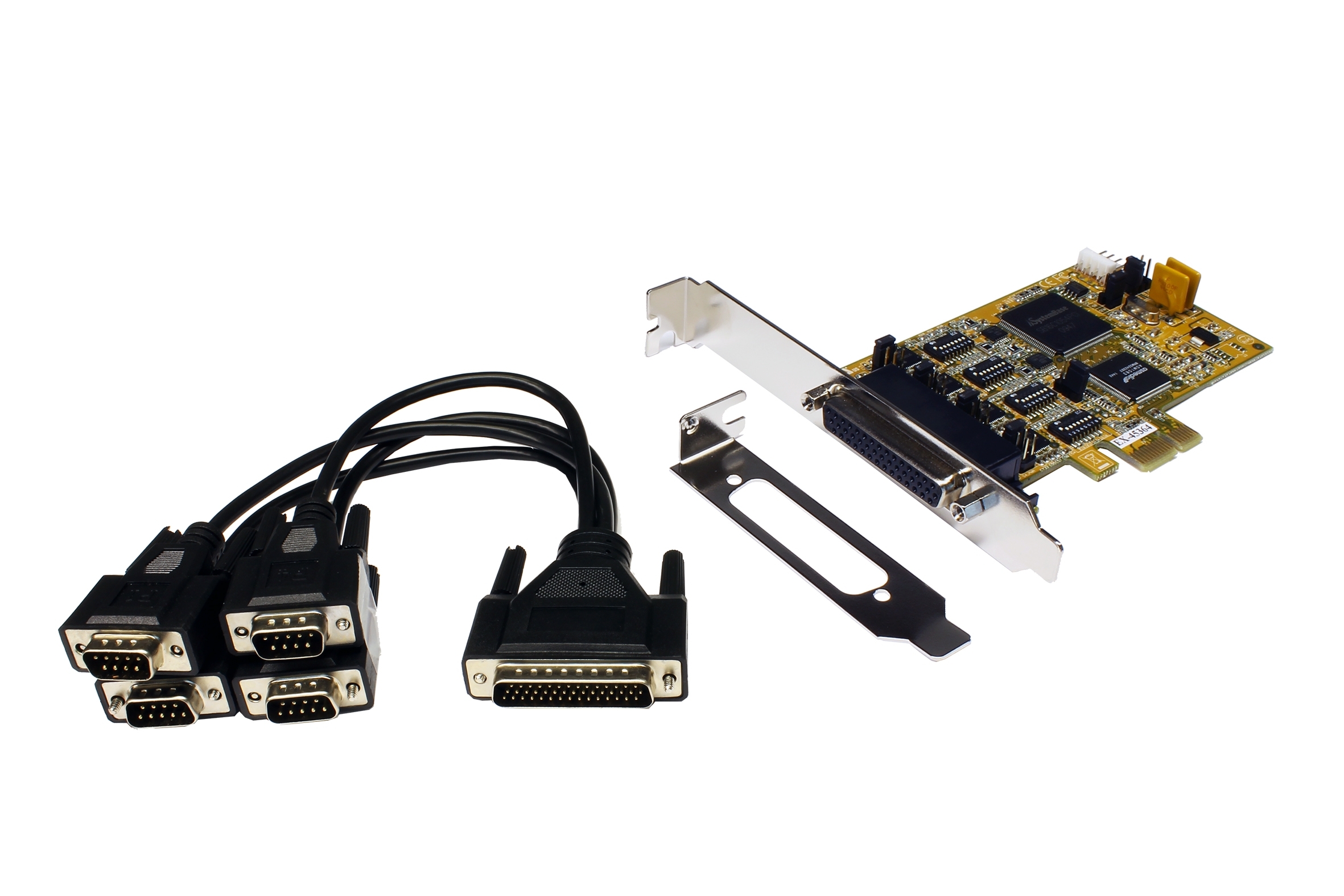 Exsys 4 Port PCIe RS232, RS422, RS485 Serial Card