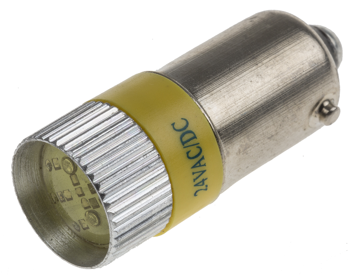 RS PRO Yellow LED Indicator Lamp, 24V ac/dc, BA9s Base, 10mm Diameter, 120/110mcd