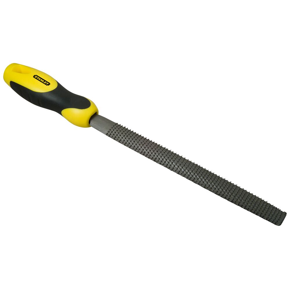 Stanley 380mm, Rasp Cut, Flat File Handle With Soft-Grip Handle