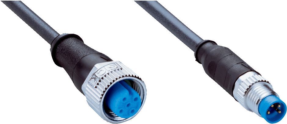 SICK Female 4 way Straight M12 to Male 4 way Straight M8 Connector Cable, 600 mm