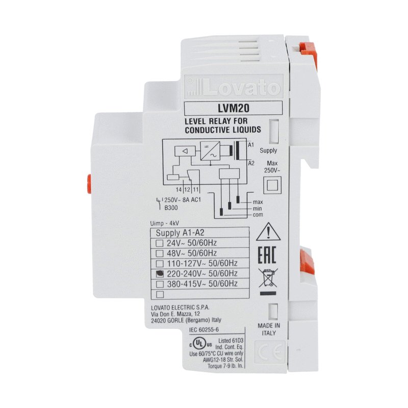 Lovato Level Monitoring Relay, SPDT, DIN Rail