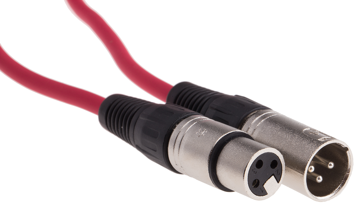 RS PRO Female 3 Pin XLR to Male 3 Pin XLR  Cable, Red, 5m