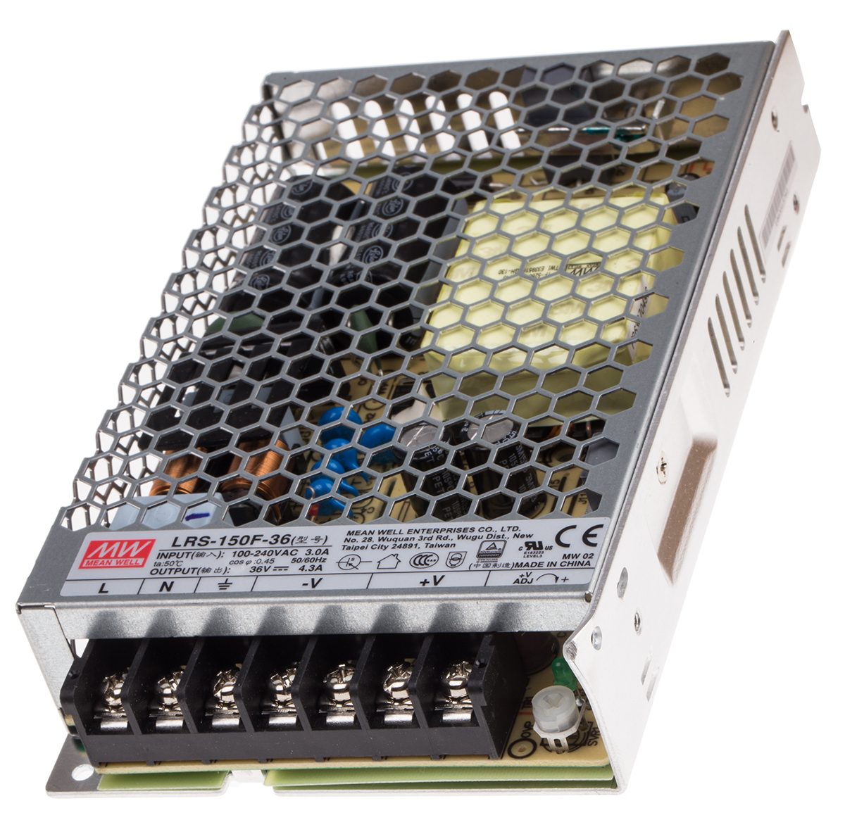 MEAN WELL Switching Power Supply, LRS-150F-36, 36V dc, 4.3A, 154.8W, 1 Output, 120 → 370 V dc, 85 → 264 V