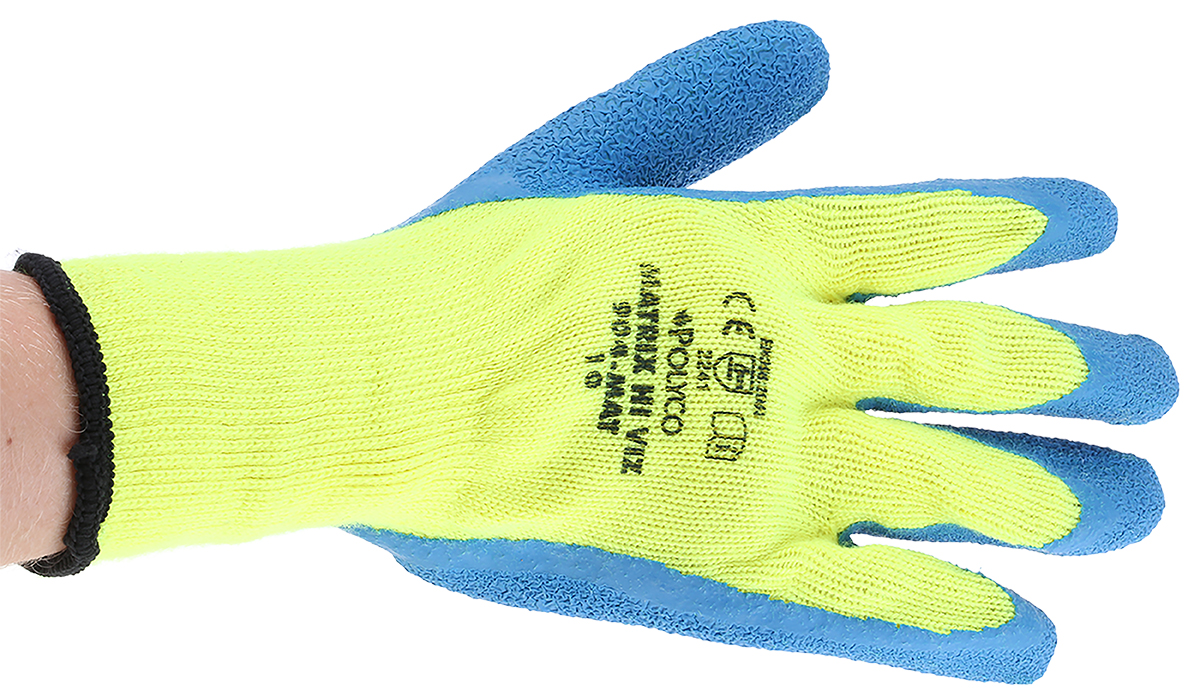 Polyco Healthline Matrix Yellow Latex Work Gloves, Size 10, Latex Coating