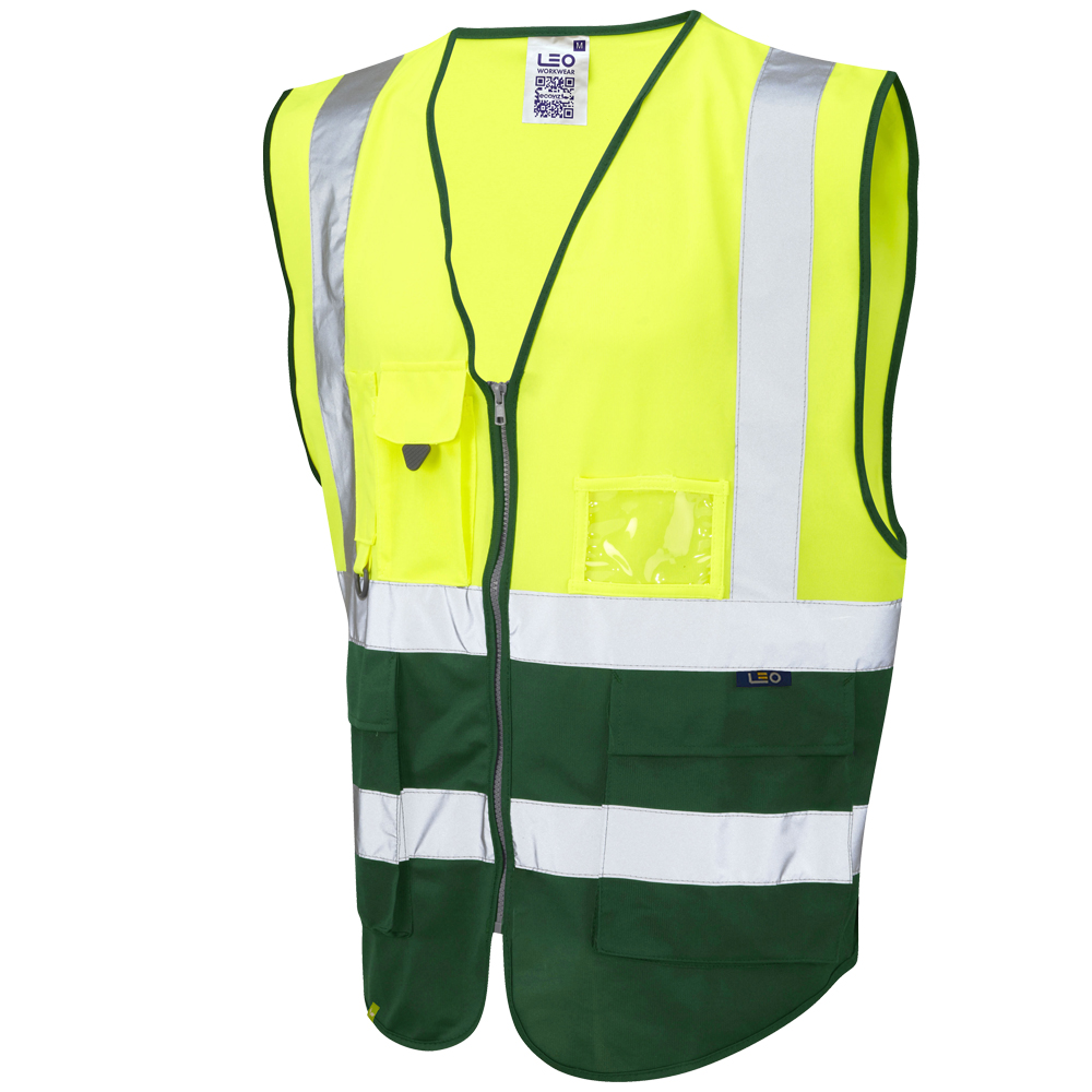 Leo Workwear Yellow Hi-Vis Hi Vis Vest, L