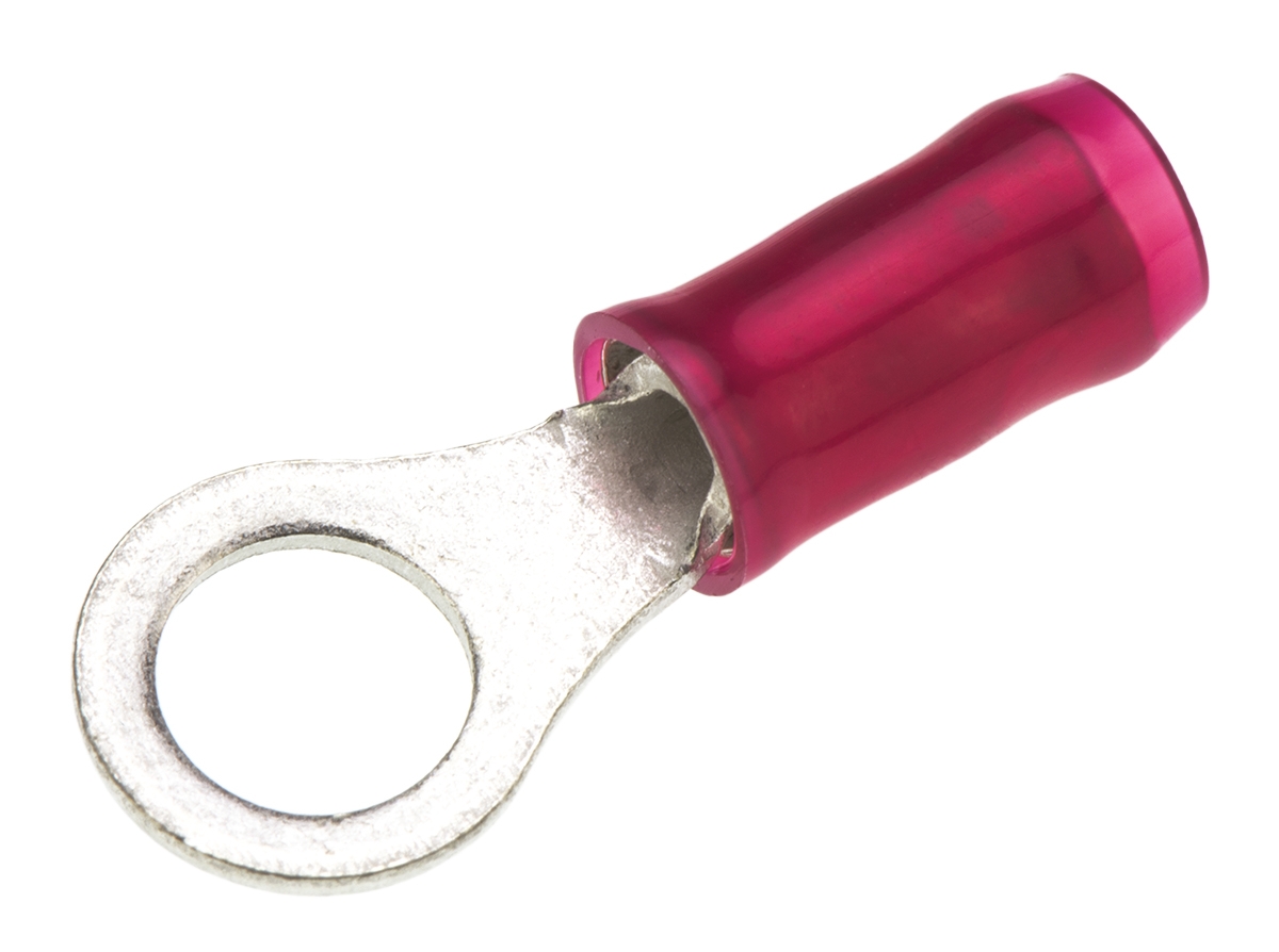 TE Connectivity, PIDG Insulated Ring Terminal, M5 Stud Size, 0.25mm² to 1.6mm² Wire Size, Red