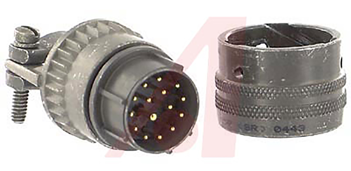 Amphenol Socapex, PT, Copper Alloy 15 Way Cable Mount MIL Spec Circular Connector PlugGreen, Pin Contacts,Shell Size