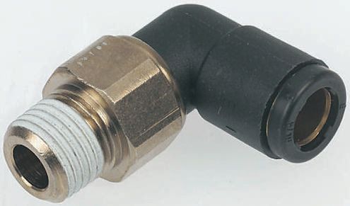 Legris LF3000 Series Elbow Threaded Adaptor, G 1/4 Male to Push In 12 mm, Threaded-to-Tube Connection Style