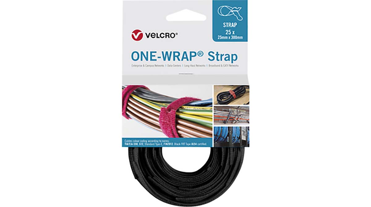 VELCRO® Fire retardant Black Reclosable Fastener, 25mm x 300mm