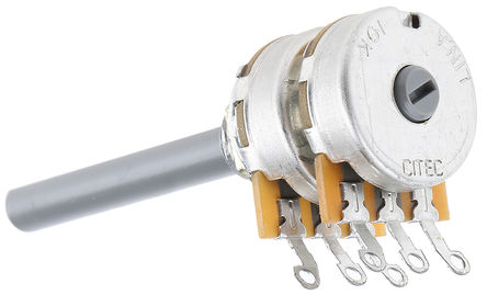 TE Connectivity 27 10kΩ Rotary Potentiometer 2-Gang Panel Mount, 27ESA103MMF50NF