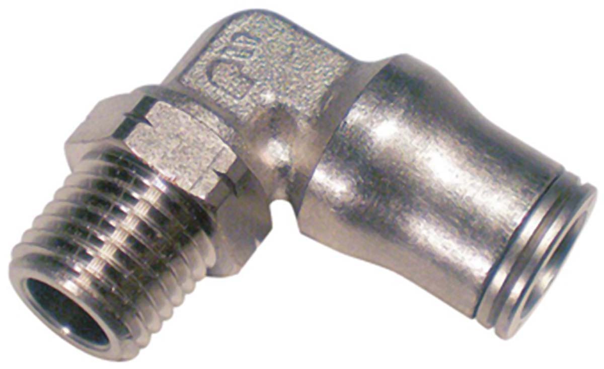 Legris LF3600 Series Elbow Threaded Adaptor, R 1/8 Male to Push In 8 mm, Threaded-to-Tube Connection Style