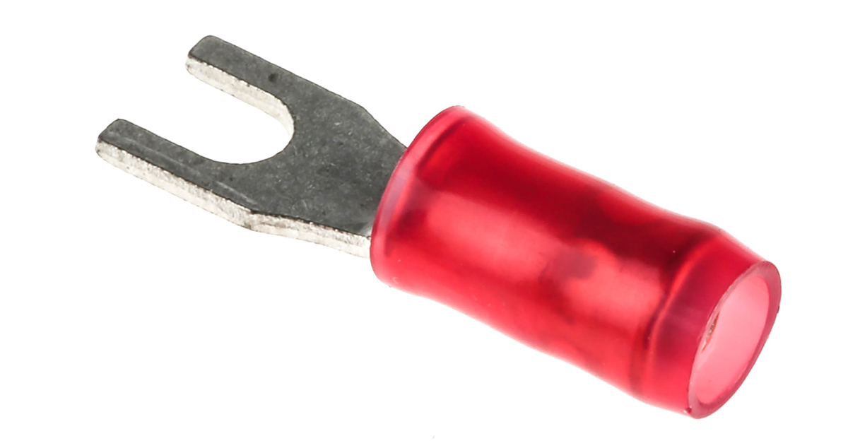 TE Connectivity PIDG Insulated Crimp Spade Connector, 0.3mm² to 1.4mm², 22AWG to 16AWG, M2.5 Stud Size Nylon, Red