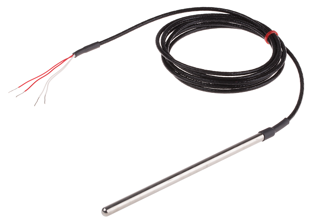 RS PRO PT100 RTD Sensor, 6mm Dia, 150mm Long, 4 Wire, Probe, Class B +250°C Max