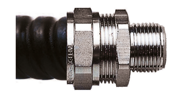 Adaptaflex Swivel, Conduit Fitting, 12mm Nominal Size, M16, Brass, Silver IP65 rating