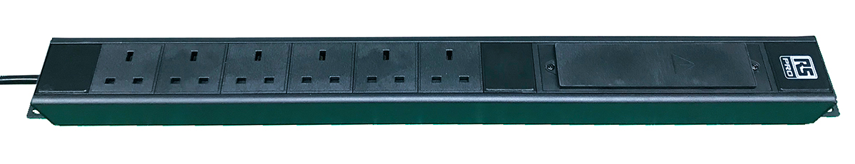 RS PRO Type G - British 6 Gang Power Distribution Unit, 3m Cable, 13A, 250 V ac
