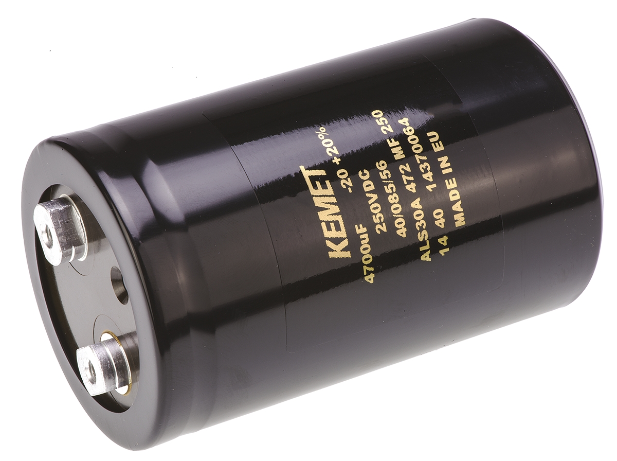 KEMET 4700μF Aluminium Electrolytic Capacitor 250V dc, Screw Terminal - ALS30A472MF250