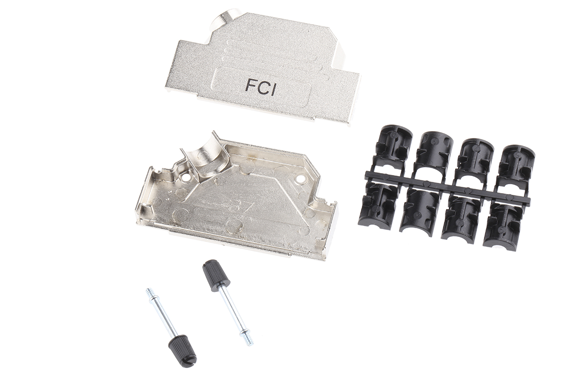 Amphenol Communications Solutions 8655MHR Series Die Cast Zinc Angled D Sub Backshell, 37 Way, Strain Relief