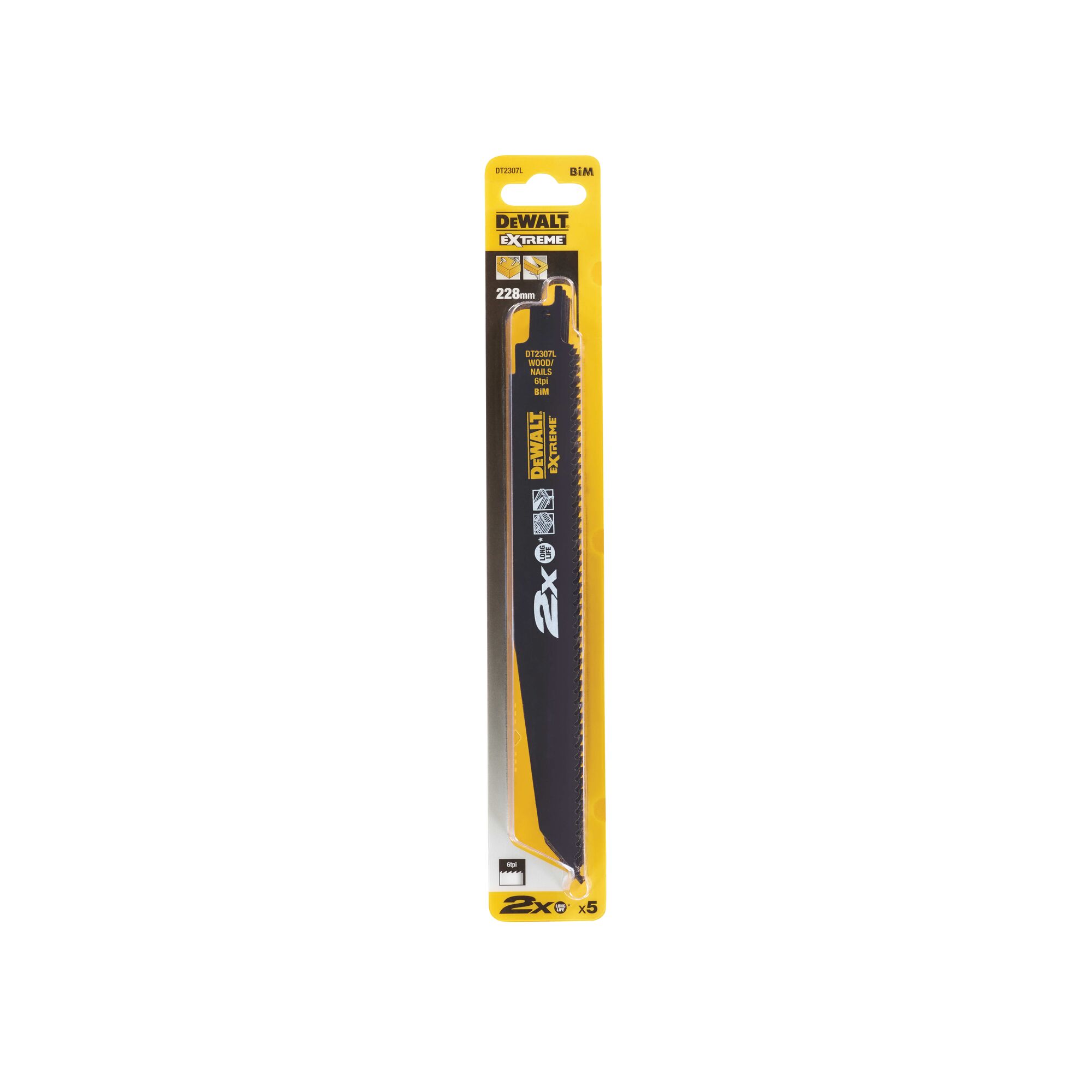 DeWALT Wood 228mm Cutting Length Reciprocating Saw Blade, Pack of 5