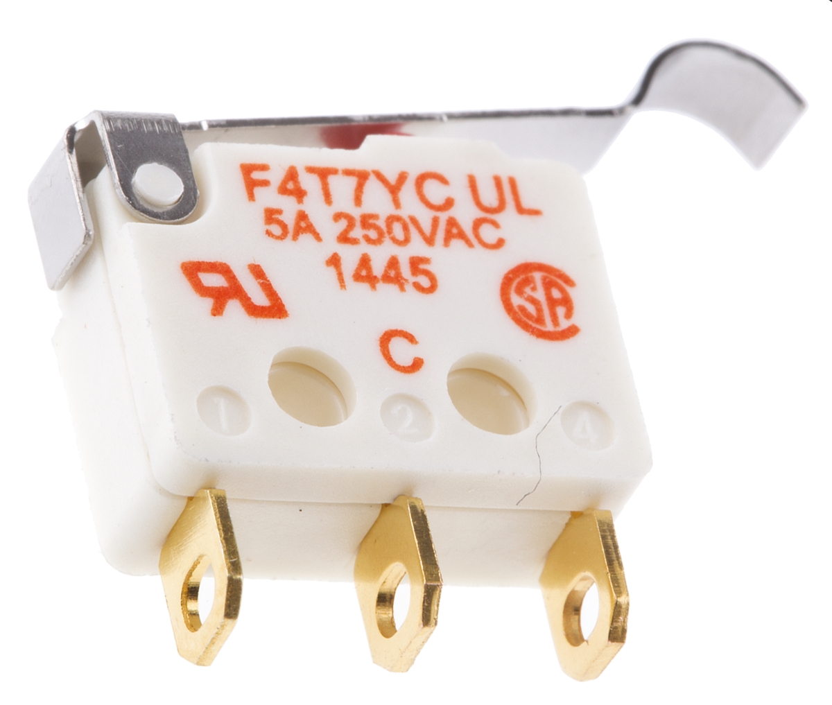 Saia-Burgess Simulated Roller Lever Micro Switch, Solder Terminal, 5 A @ 250 V ac, SPDT, IP40