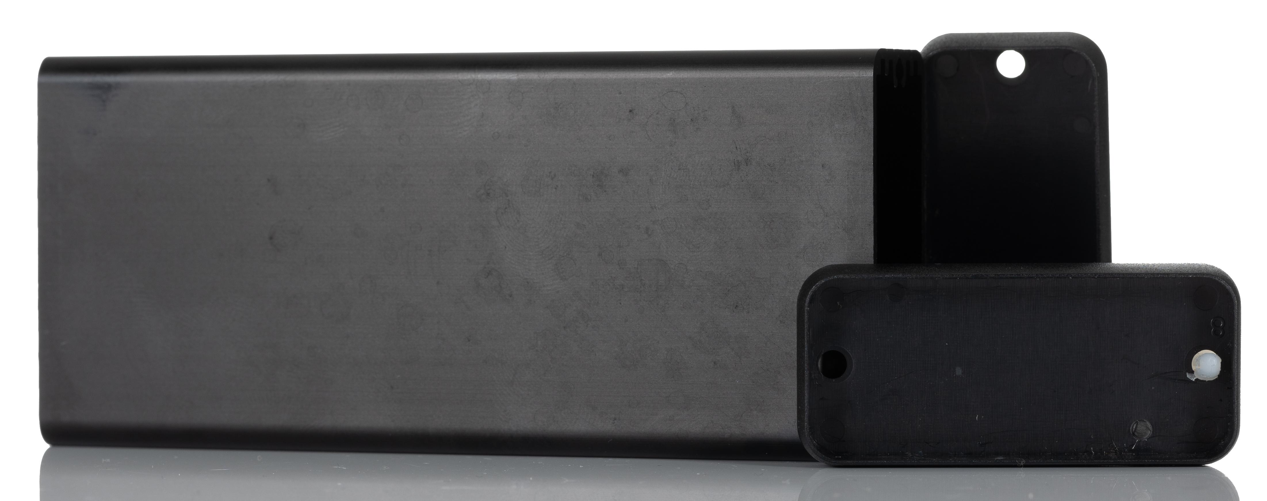 Hammond 1455 Series Black Aluminium Enclosure, IP54, Flanged, Black Lid, 120 x 54 x 23mm