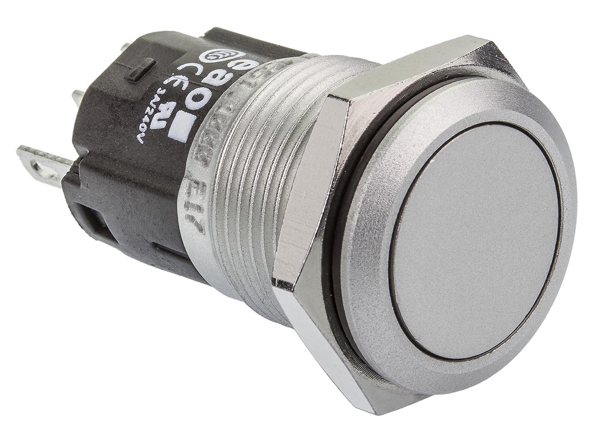 EAO 82 Series Push Button Switch, Momentary, Panel Mount, 16mm Cutout, SPDT, 240V, IP65, IP67