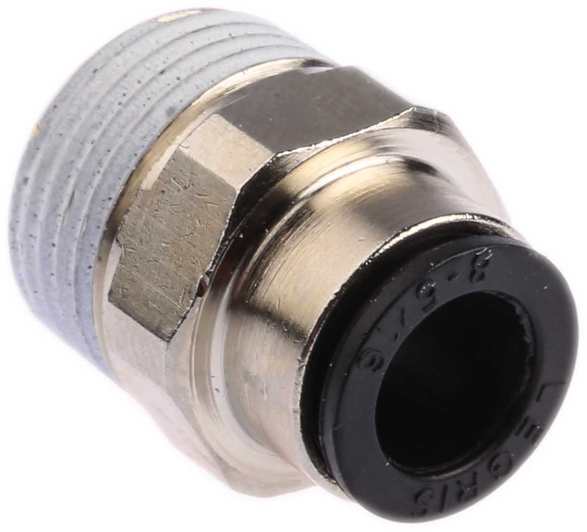 Legris LF3000 Series Straight Threaded Adaptor, R 3/8 Male to Push In 8 mm, Threaded-to-Tube Connection Style