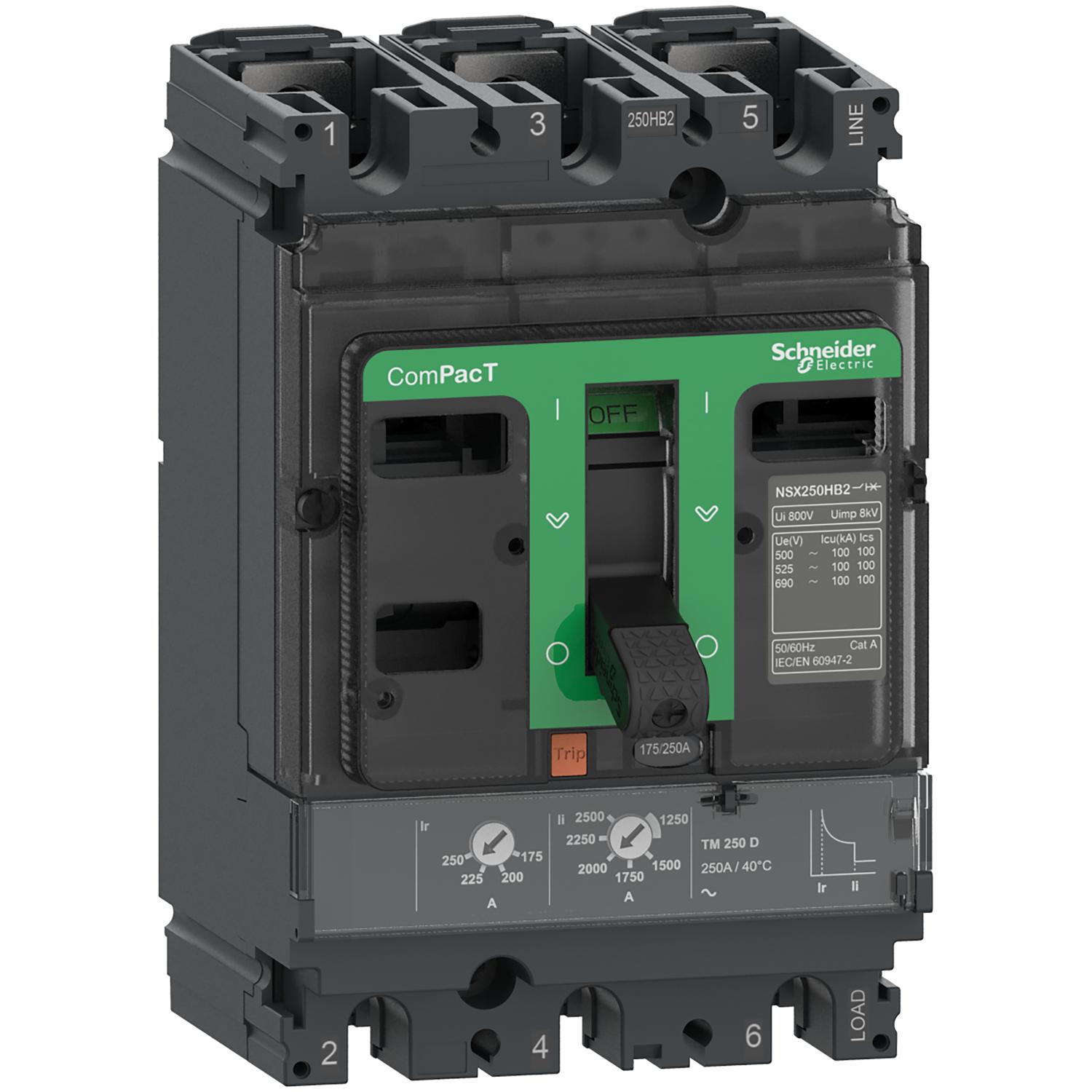 Schneider Electric, ComPacT NSX MCCB 3P 200A, Fixed Mount