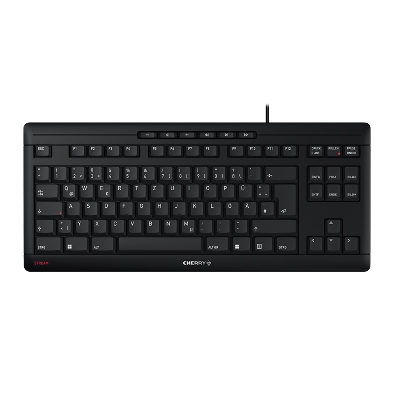 Cherry STREAM KEYBOARD TKL Wired USB Keyboard, QWERTZ (German), Black