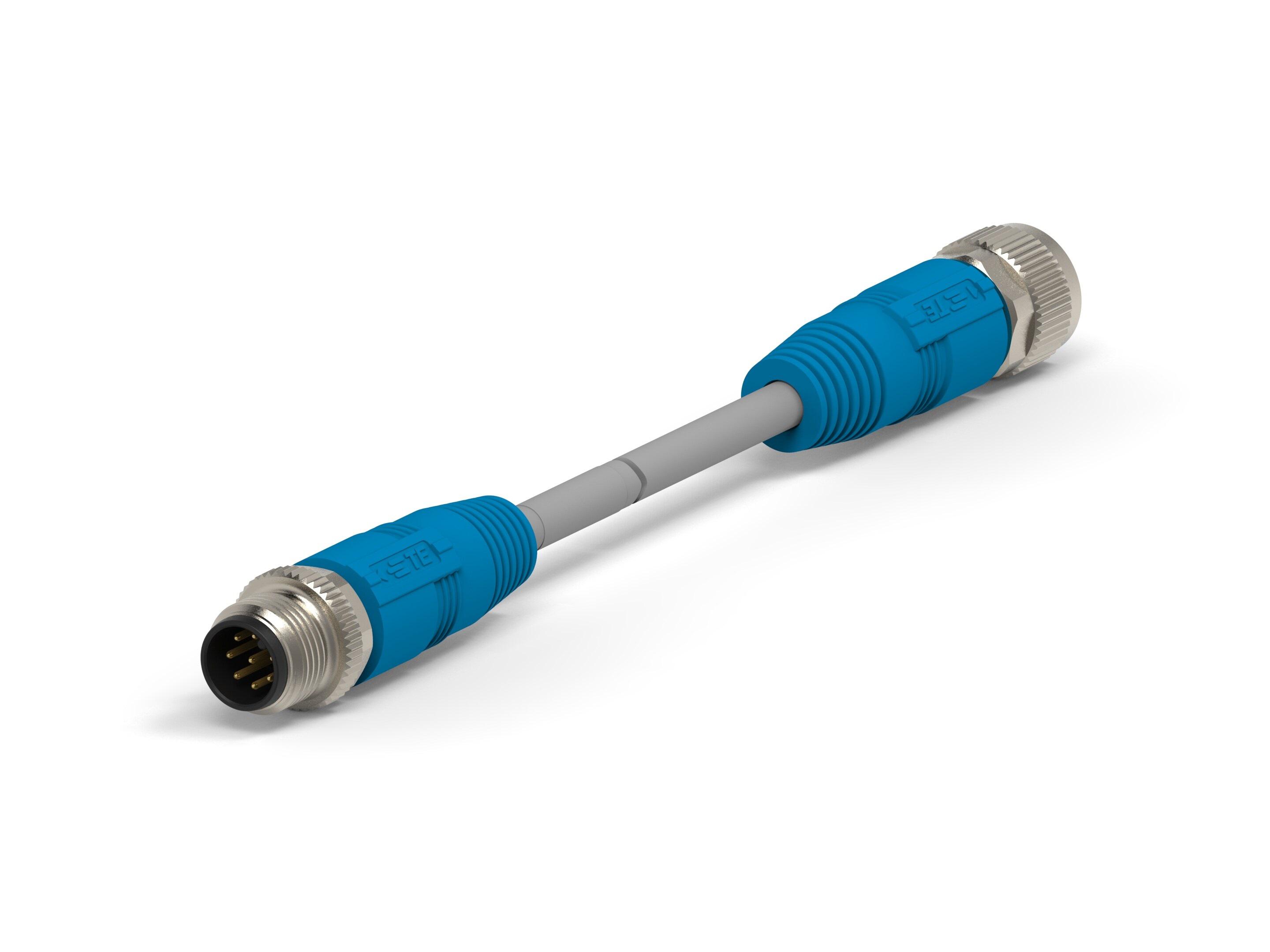 TE Connectivity Male 3 way M12 Plug to Female M12 Pigtail Cable Assembly, 1.5 m