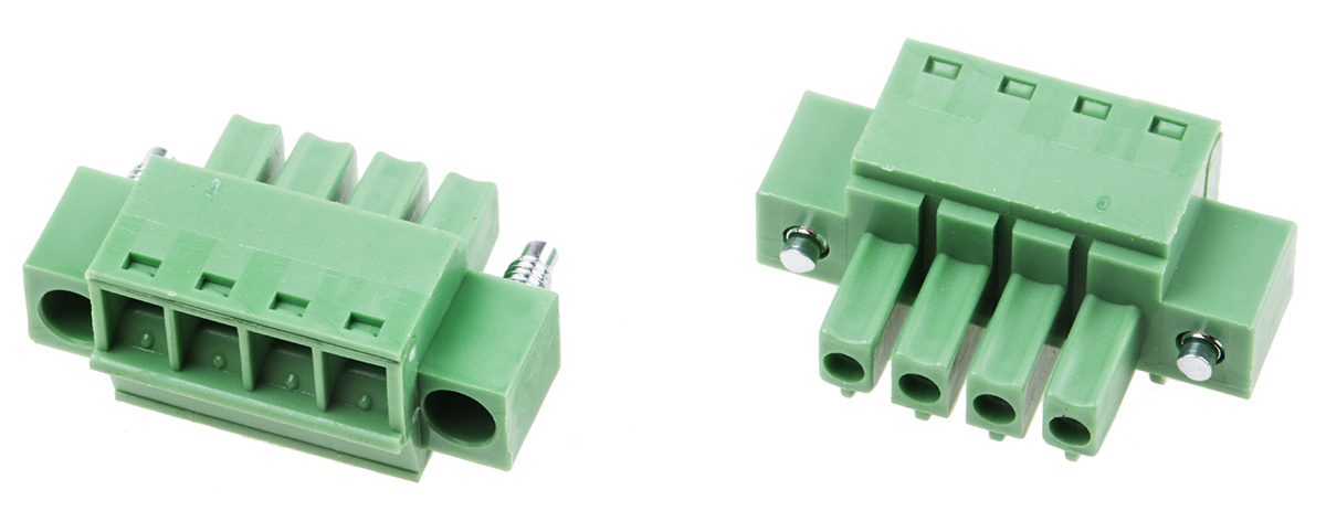 RS PRO, 3.81mm Pitch, 4 Way, Pluggable Terminal Block, Plug, Through Hole, Screw Termination