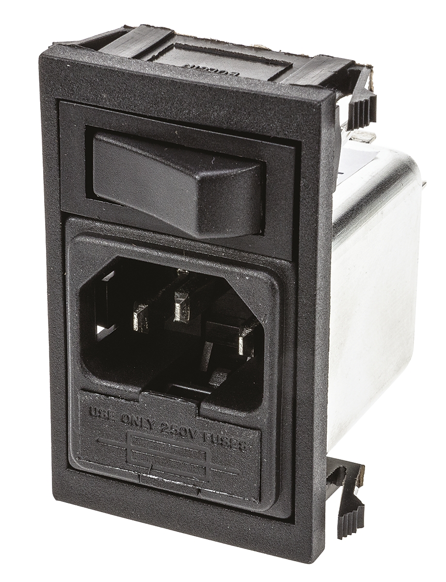 Bulgin 6A, 250 V ac Male Snap-In IEC Filter BZV01/A0620/01
