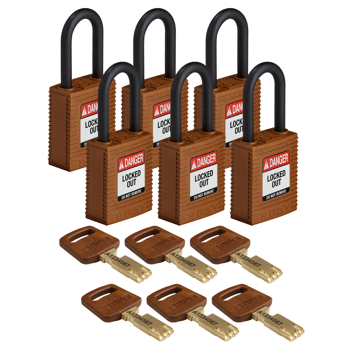Brady LOTO-101 Key Weatherproof Nylon, Plastic Padlock, 6.35mm Shackle, 38.00mm Body
