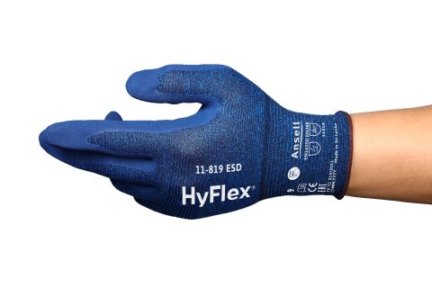 Ansell 11-819 Blue Nylon Work Gloves, Size 7, Nitrile Coating
