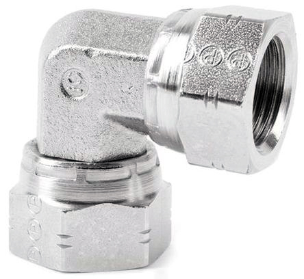 Parker Steel Zinc Plated Hydraulic Elbow Threaded Adapter, 16E6MK4S, G 1 Female G 1 Female