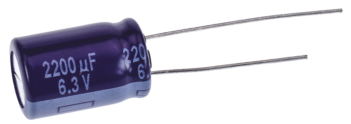 Panasonic 2200μF Aluminium Electrolytic Capacitor 6.3V dc, Radial, Through Hole - ECA0JM222