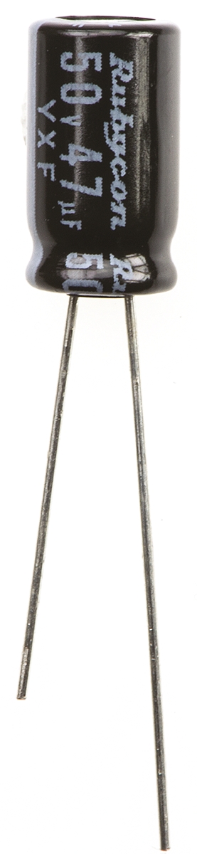 Rubycon 47μF Aluminium Electrolytic Capacitor 50V dc, Radial, Through Hole - 50YXF47M6.3X11